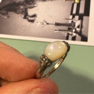 925 Sterling silver and opalite vintage vintage ring